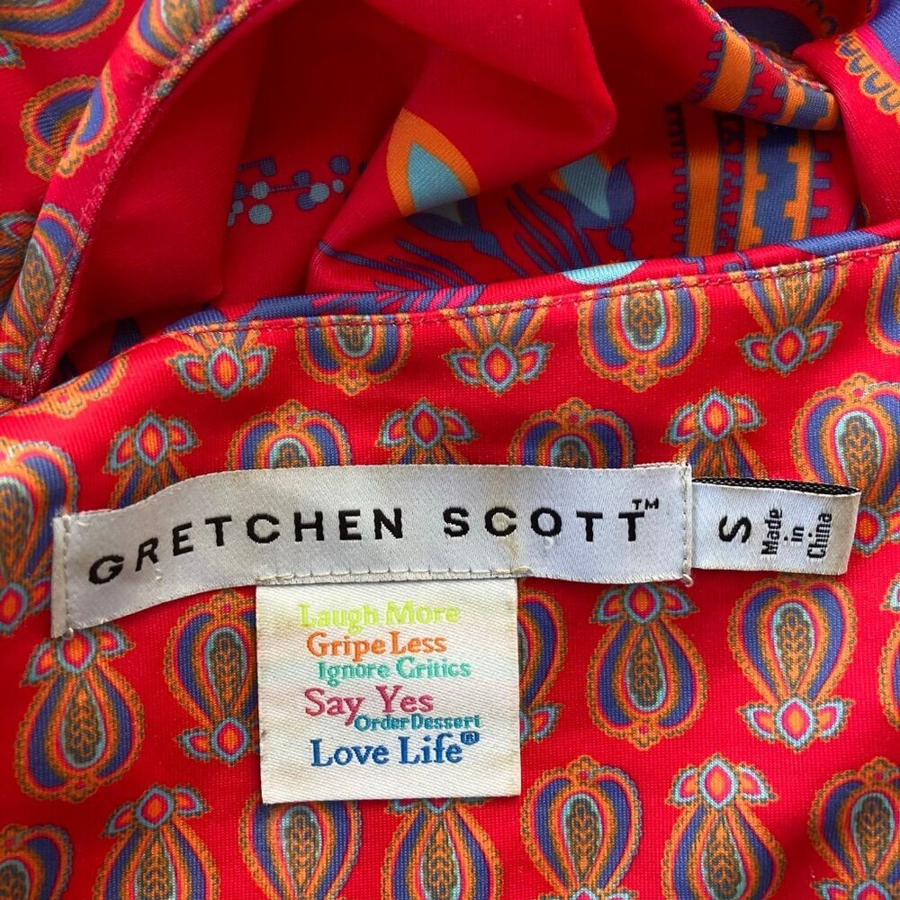 🌟Gretchen Scott Jersey Elemental Dress Queenie‎ Red Floral Womens Small - Picture 11 of 12
